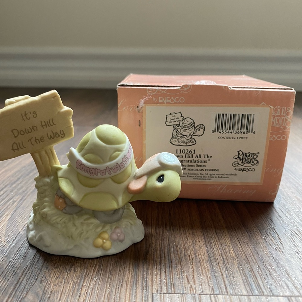 Precious Moments | Turtle Figurine with 'Congratulations' Banner